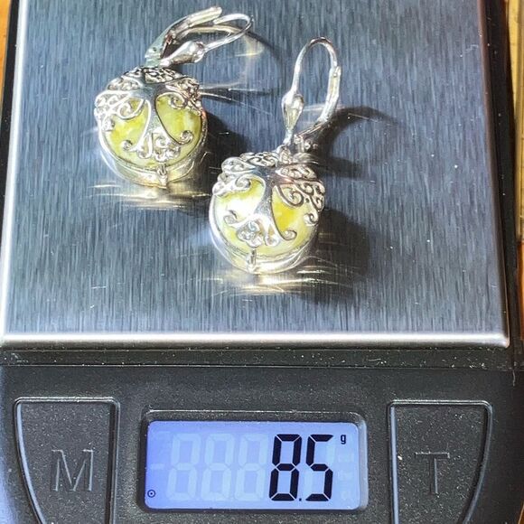 Natural Connemara Marble Sterling Silver Tree of Life Earrings - Picture 6 of 8